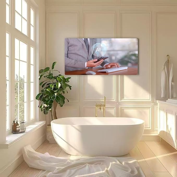 Wibinuki Wall Art Wall Decor Wall Paintings Businessman Leveraging AI Enhanced Office Productivity and for Living Room Bedroom Bathroom Home Decor Can Be Hung Directly 20"x 40"