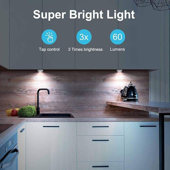 Tap Light Push Lights, 7 Pack Small Under Cabinet Touch Puck Lights Battery Operated Powered Stick On Light for Closet Counter Kitchen RV Indoor Outdoor