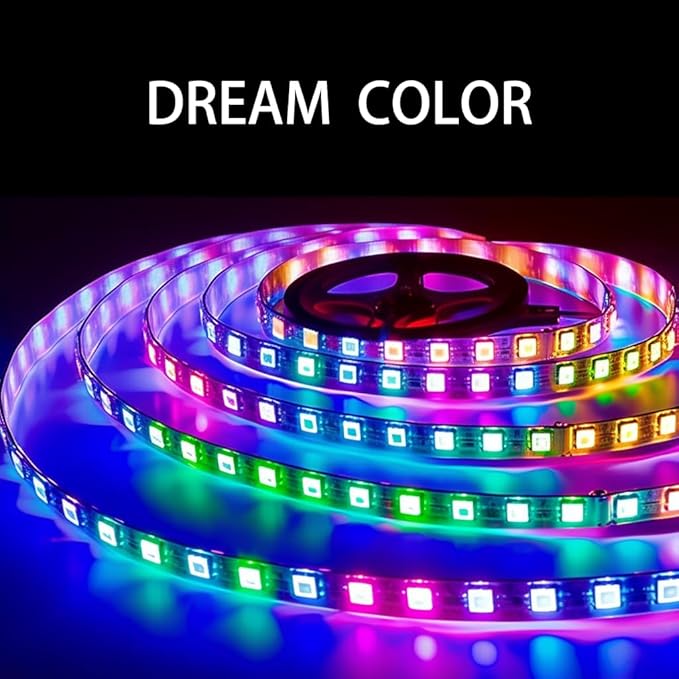 WS2812B RGB LED Strip, Individually Addressable LED Strip, Chasing Effects Dream Color 5050SMD 3.2FT 144 LED Pixel Strip Rope Light DC 5V (Black PCB 3.2FT 144Pixels/m IP30)