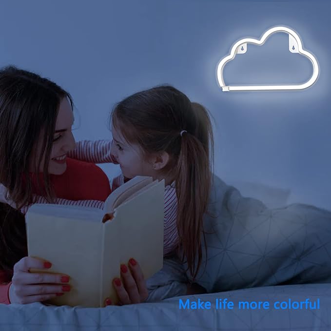 Cloud Neon Sign White Cloud Light Sign for Wall Decor,Battery or USB Powered Clouds Shaped LED Sign Decoration Lights for Bedroom Aesthetic Teen Girl Kid Room Christmas Birthday Wedding Party