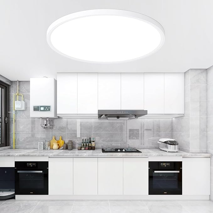 24 Inch LED Flush Mount Ceiling Light Fixture,Dimmable Ultra Thin Low Profile,48W 4800 Lumens,3 CCT Color Selectable,Modern Round White Ceiling Light for Living Room,Bedroom,Kitchen,Office