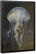 Framed Fantasy Wall Art for Living Room TV Wall Futuristic Tech Inspired Home Decor 20x30in