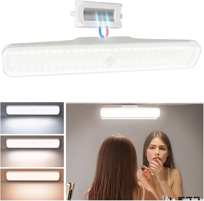 EZVALO Wireless Makeup Light 1 Pack, Vanity Lights for Mirror, Bathroom Vanity Light, Rechargeable, 3 Color Temperatures, Stepless Dimming, Touch Control, Adjustable Angle, Women's Gifts