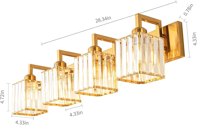 19.5" KnurledBrassWallSconcesSetof2,BronzeBathroomVanityLightFixtureswithWaterRipplesGlassTube,ModernLampforBedroom,LivingRoom,Hallway,Staise,Mirror,Kitchen