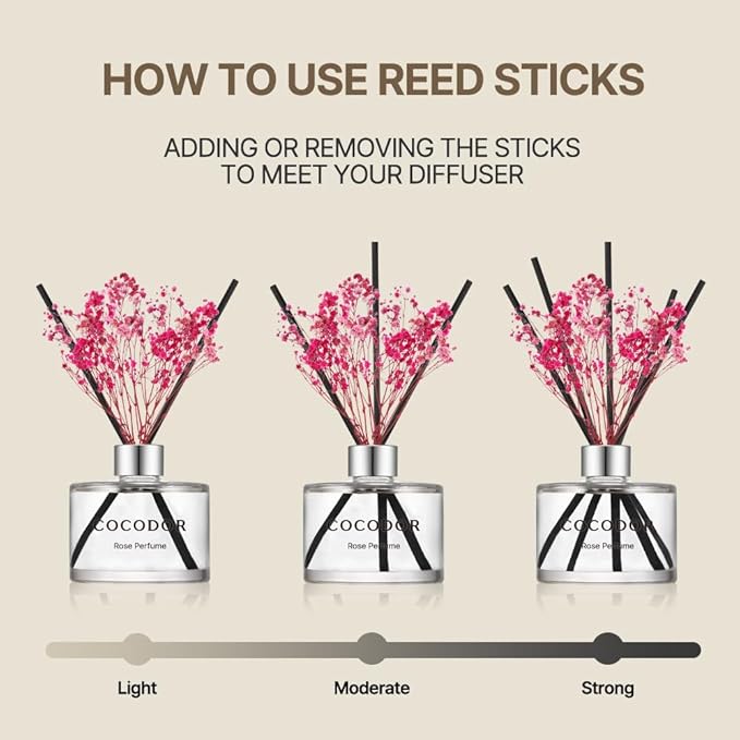 COCODOR Preserved Real Flower Reed Diffuser/Clean Linen / 6.7oz(200ml) / 2 Pack/Reed Diffuser Set, Oil Diffuser & Reed Diffuser Sticks, Home Decor & Office Decor, Fragrance and Gifts