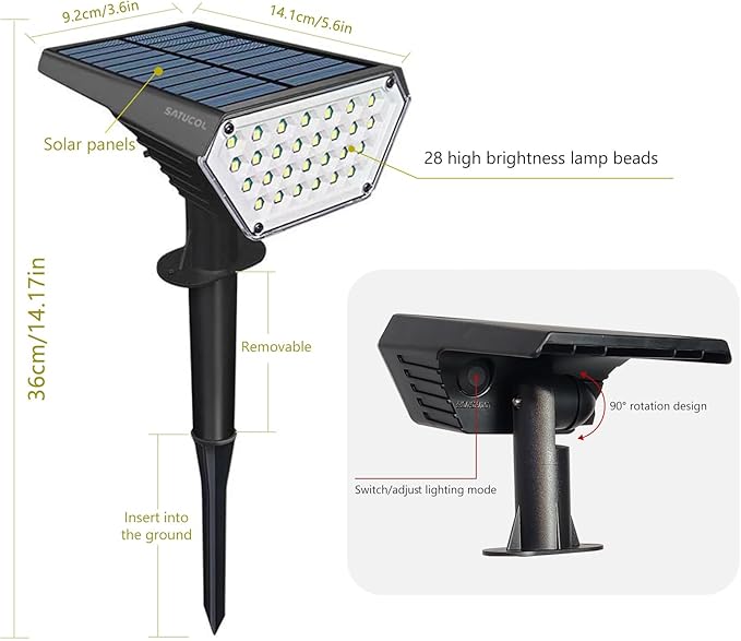 10pack Solar Spot Lights Outdoor,Auto On/Off Solar Lights Outdoor Waterproof IP65,2-in-1 Solar Powered Outdoor Landscape Lighting,Solar Lights for Outside Yard Garden Pathway (Warm White)