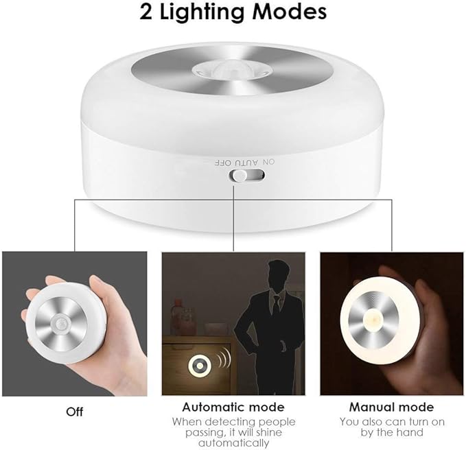 Motion Sensor Night Light, Rechargeable Warm White LED Stick-On Closet Light with Dusk to Dawn Sensor for Wall, Stairs, Cabinet, Hallway(2 Pack)