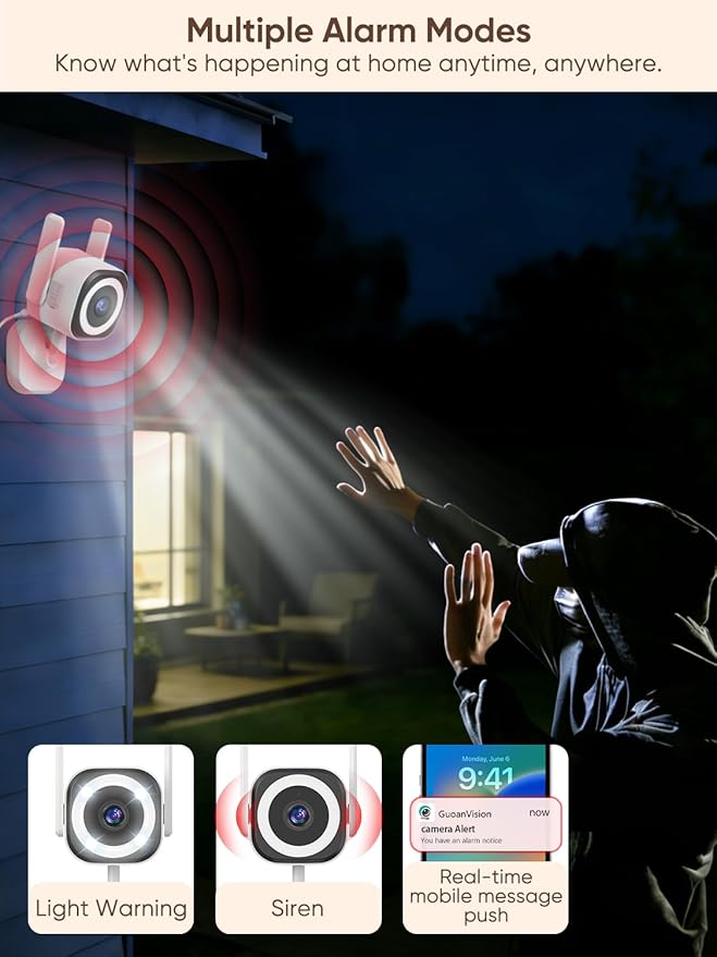 Dual-Antenna Stable 5G WiFi Cameras for Home Security,4X Zoom 2K Outdoor Indoor Security Camera,Baby/Pet Monitor wih Color Night Vision,Motion Detection,2-Way Talk,Siren,IP66,SD Card/Cloud