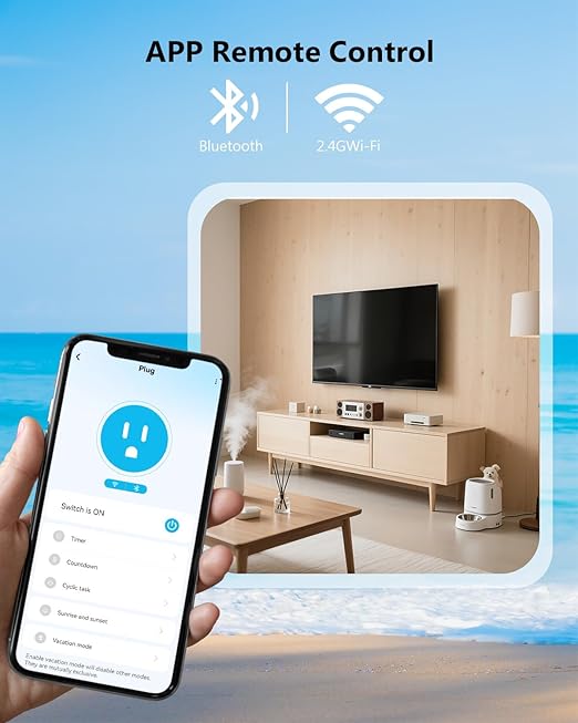 DAYBETTER Smart Plug Max 15A/1800W, Compatible with Alexa and Google Home, No Hub Required, Bluetooth & 2.4GHz WiFi Setup, Smart Outlet with APP Control, Timer & Schedule, 4Pack