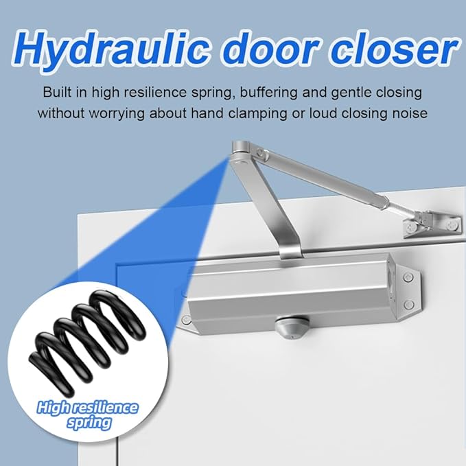 Automatic Hydraulic Door Closers Commercial, Screen Door Closer Hinge Self Closing, for Home Residential Storm Door Closer with Hold Open Easy Install Adjustable Door Opener