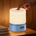 Nursery Night Light with Clock for Kids, Touch Lamp Bedside Desk Lamp, Portable Breastfeeding Night Lamp for Baby, 3 Color Stepless Dimming Up for Restaurant,Bedroom,Rechargeable (Blue)