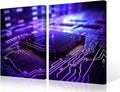 TUMOVO 3 Pieces Semiconductor Chip Canvas Print Canvas Art Prints Circuit Board Wall Art Canvas Gallery Wrapped Canvas on Stretched Minimalism Frame Ready to Hang, 24" Wx16 H