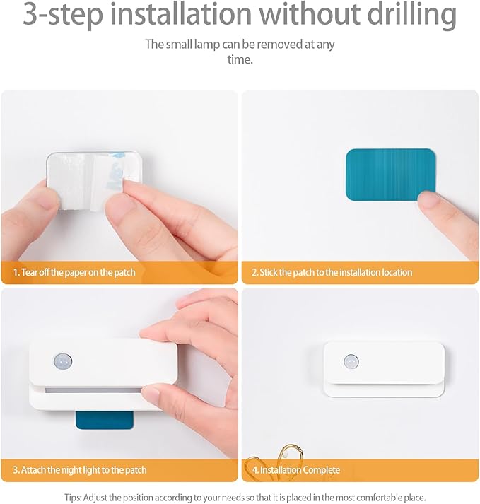 6 Pack Motion Sensor Night Light, Rechargeable Stair Lights Indoor, Warm White Motion Sensor Light Indoor, Battery Operated Night Light for Hallway, Stairway, Bathroom, Bedroom, Kitchen