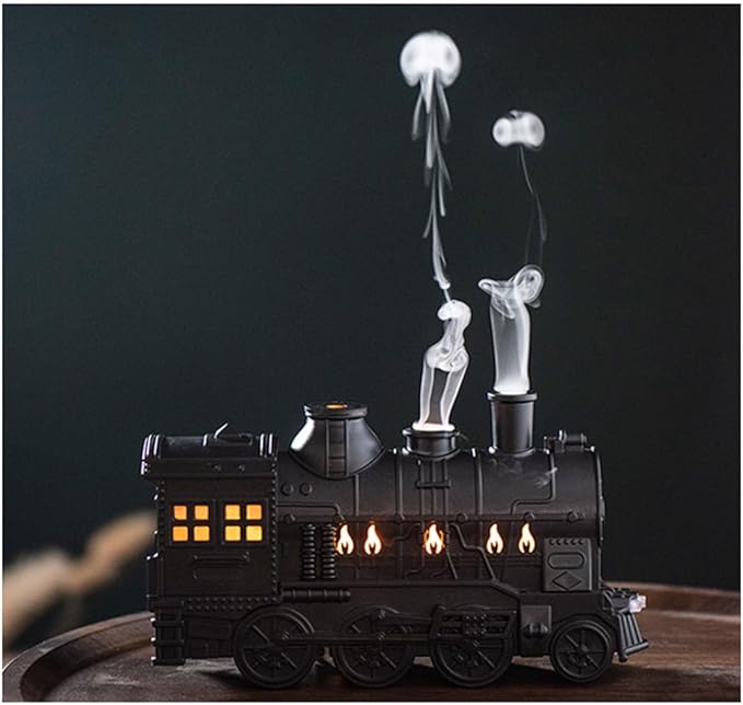 300ml Train Essential Oil Diffuser, Aromatherapy Humidifier with Dual-Color LED Light, Perfect for Home Office Bedroom Decor (Includes Remote)