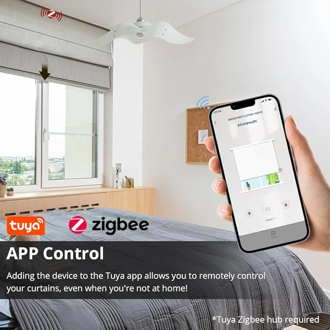 Solar ZigBee Smart Roller Shade Motor for 1.5" Tube (38mm) | Rechargeable Electric Blind Motor Kit | Wire-Free Retrofit Driver | Compatible with Alexa & Google Home (Hub Required) (1.1 N.m Torque)