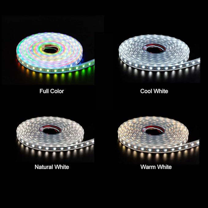 BTF-LIGHTING RGBW RGB+Cool White SK6812 (Similar WS2812B) 4 Colors in 1 LED Strip Individually Addressable 16.4ft 60Pixel/m 300LED Light Dream Color IP65 DC5V White PCB (No Adapter or Controller)