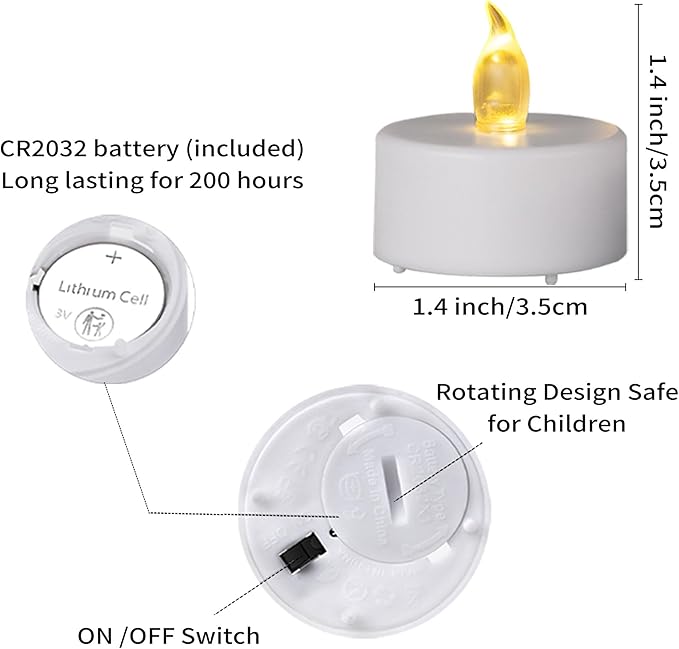 LED Battery Tea Light Candle- 24 Pack Flameless Candles Realistic and Bright Flickering tealight Long Lasting 200Hours for Holiday Celebration, Party, Home Decoration WarmYellow, Battery Operated