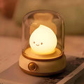 Flameless Silicone Night Light for Kids Toddler, Rechargeable Touch Dimmable Amber Lamp, Retro Kerosene Lamp with Timer, Cute Chibi Gift for Teen Girls Bedroom (Yellow)