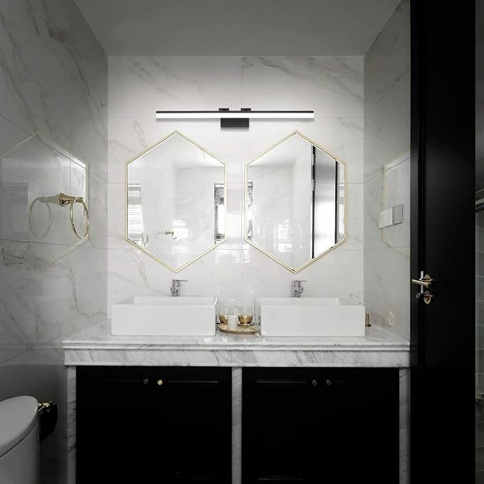SOLFART Modern Bathroom Light Fixtures 39.3Inch Modern LED Vanity Lights Above Mirror Fixture Acrylic Black Light Strip