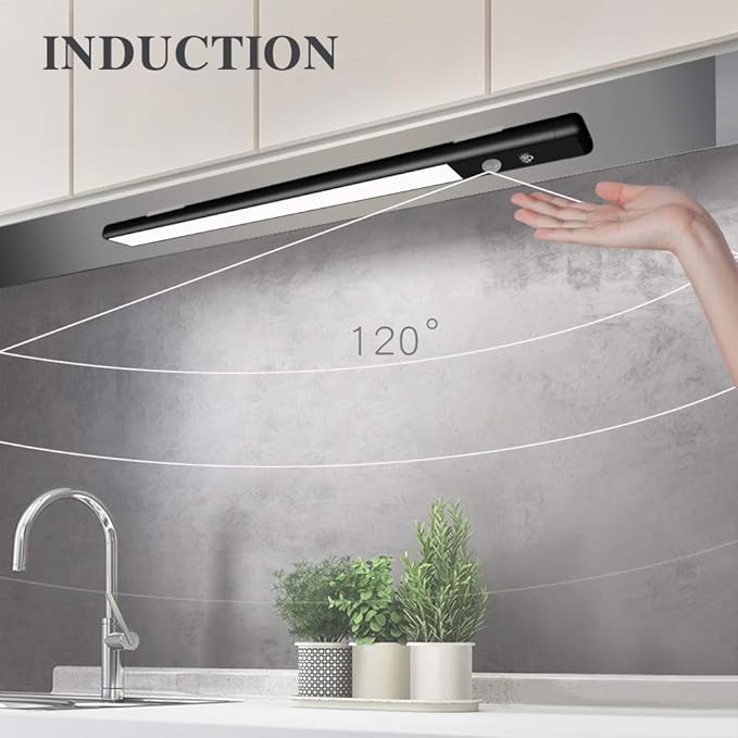 LED Closet Light, Dimmable Motion Sensor Activated Under Counter/Cabinet Lighting USB Rechargeable 54 LEDs -4Modes Touch Switch-Magnetic Stick Night Bar for Stairs,Wardrobe,Kitchen,Bedroom
