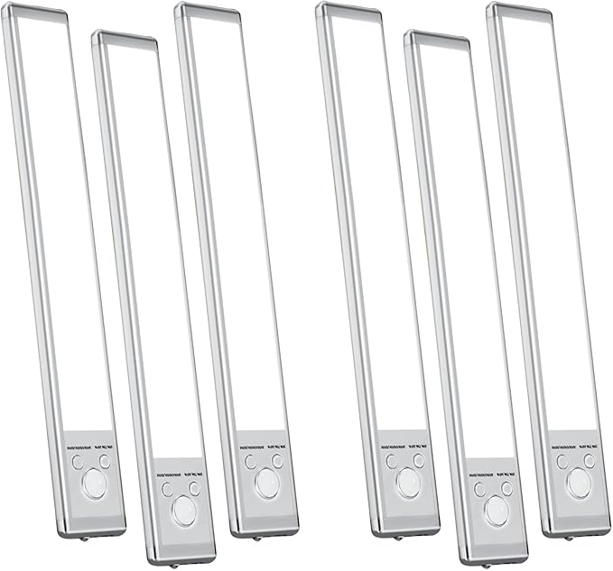6 Pack Under Cabinet Lighting, Motion Sensor Light, 10-Inch Rechargeable LED, Battery Powered White