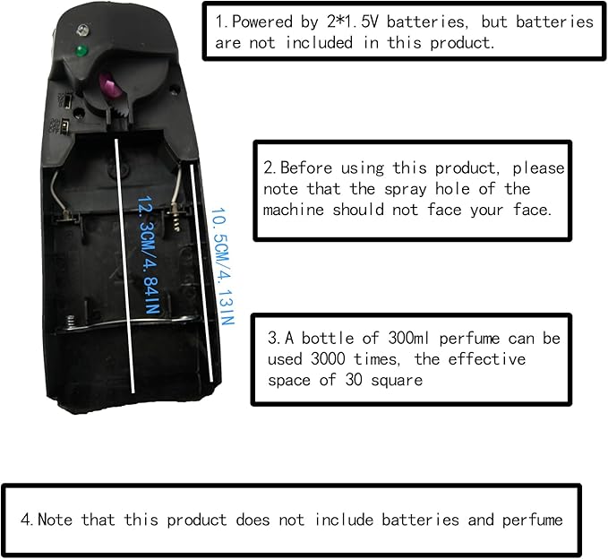 4PCS Automatic Air Freshener Spray Dispenser, Wall Mounted or Free Standing Battery Operated Sprayer for Bathroom Multiple Time Scent Mist Release Settings for Room Restroom Sprayer (black, L)