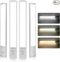 Under Cabinet Lighting, 4Pack Motion Sensor Light Indoor with 3 Color Temps, Rechargeable Under Counter Lights for Kitchen,Dimmable Closet Lights Battery Operated, 76 LED Motion Sensor Light Indoor