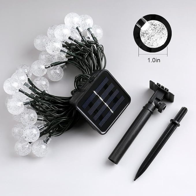 Toodour Solar String Lights Outdoor Waterproof, 36ft 60 LED Globe String Light with 8 Mode, Crystall Ball Lights Solar Patio Lights for Garden, Lawn, Patio, Gazebo, Yard, Outdoor Decor - Warm White