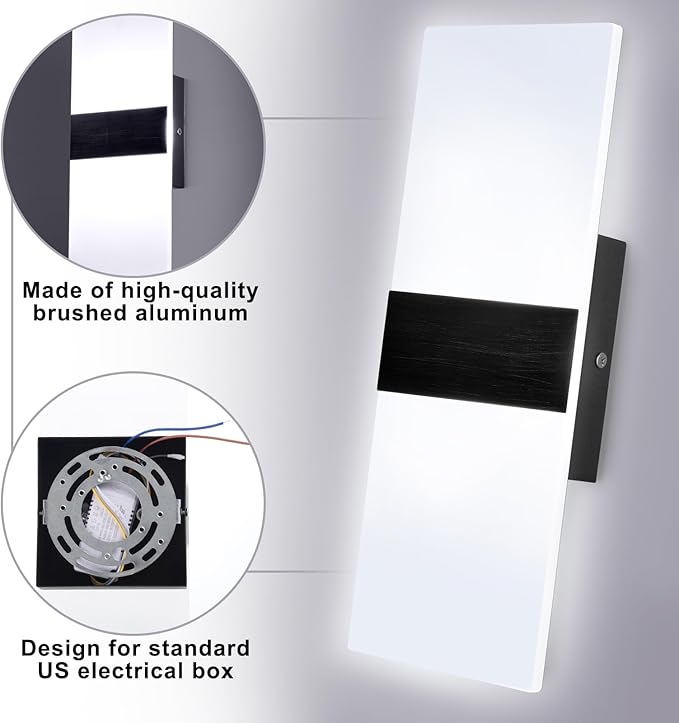 Retisee 4 Packs LED Wall Sconces 12W Acrylic Wall Sconces Modern Dimmable Wall Lighting Hardwired for Hallway Living Room Corridor Bedroom Stairway Indoor Outdoor