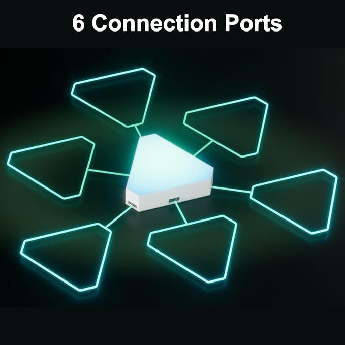 Amailtom Triangle Light 4 LED Panels for Expansion Only, Triangle Lights for Wall Dreamcolor Gaming Room Lights Decor, Smart LED Wall Light Music Sync for Gaming Setup (No Controller/Remote)