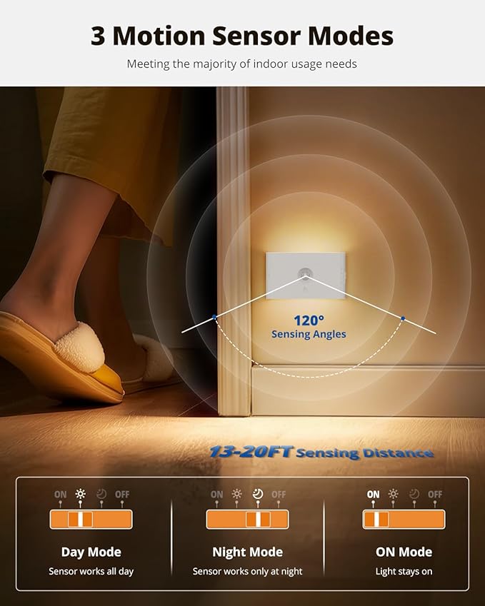 wowatt Rechargeable Motion Sensor Stair Light, Whtie Automatic Lights with Magnetic Mount, Dimmable Step Lights Indoor for Stairway, Hallway, Kitchen, Bathroom(8 Packs)