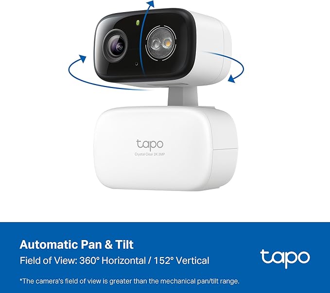 Tapo 2K Indoor/Outdoor Pan/Tilt Wired Security Camera - Baby Monitoring, Person & Baby Cry Detection, 360° Motion Tracking, Night Vision, No-Subscription Local Storage or Optional Cloud, C216 (2-Pack)