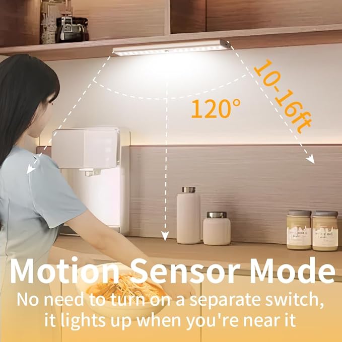 LEPOTEC LED Wall Light,Rechargeable Motion Sensor Wall Sconce,3-Mode Under Cabient Lighting,1700mAh Battery & Type-C Charging,Magnetic Mount for Porch/Hallway/Bedroom