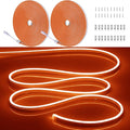 32.8FT/10M/2PCS Orange LED Neon Light Strip with Installation Accessories - Flexible Waterproof 12V DC Rope Lights for Eye-Catching Indoor & Outdoor Decoration [Adapter Not Included]