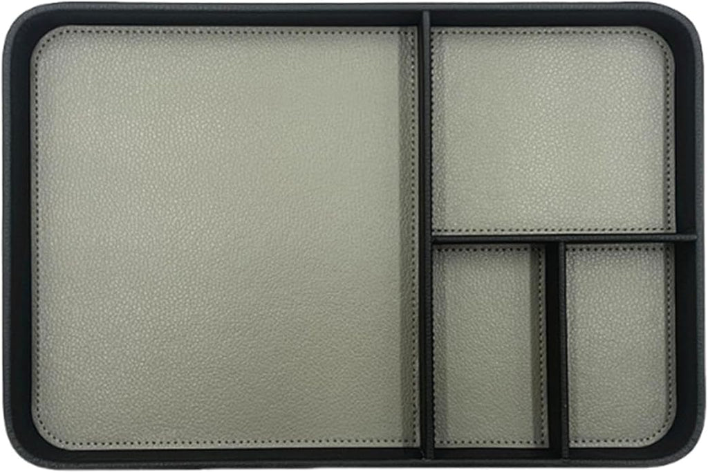 Valet Tray NightStand Tray 4 Compartment Modern,Wear Resistant,Bedside Organizer,PU Leather for Wallet Phone Jewellery Watch