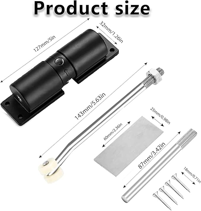 Compatible for Heavy-Duty Automatic Door Closer, Zinc Alloy Safety Spring Adjustable 30kg Closing Hinge (White/Black)(U15mmx7m Yellow)