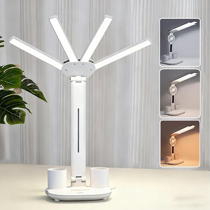 Led Desk Lamp Foldable Desk Light 3 Lighting Modes Table Lamp Dimmable Eye Caring Reading Lamp for Home Office College Dorm Bedroom Bedside (Desk lamp)