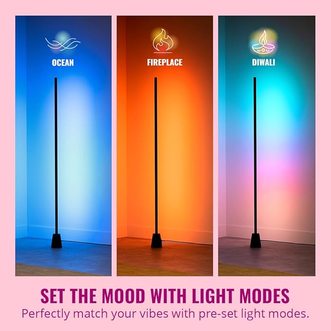 WiZ Connected Gradient Floor Light, Multi-Color LED Light Strip, Sleek Design and Easy Setup, RGBIC LED Strip Lights, Floor Lamp Connects to Wi-Fi, Voice/App Control