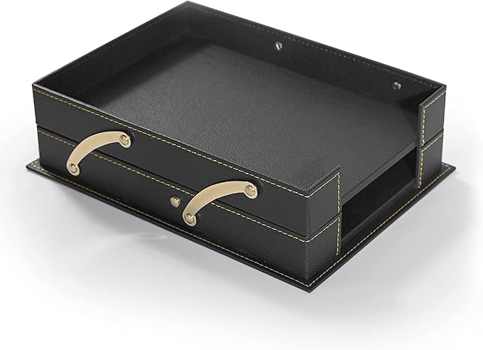 MOOGCO 12-Piece Leather Desk Set — Desk Pad 23.2" x 15.4", Double Document Tray, Pen Holder — Desk Organizer Set for Home Office & Executive Desk Accessories