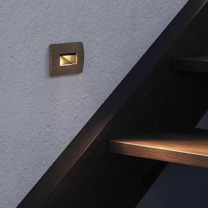 Hinkley Landscape Lighting Luna Horizontal 12v Step Light, Low-Voltage, 2700K, Fits Standard Gang Junction Box, Integrated LED, Bronze
