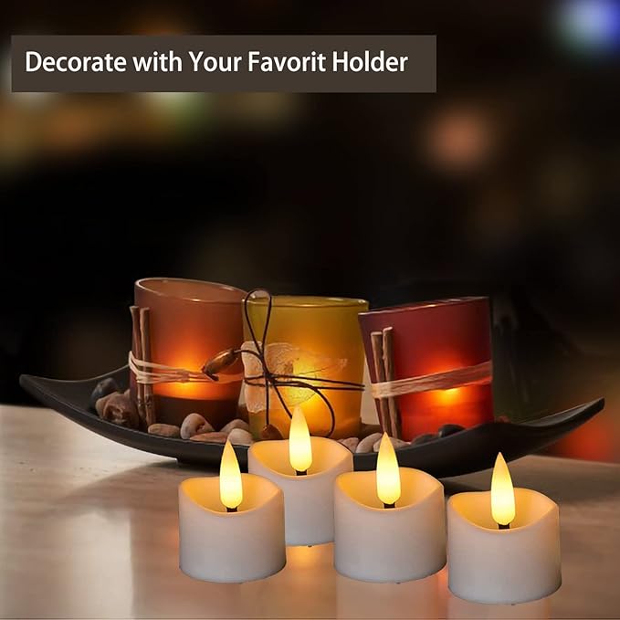 12 Pack Realistic and Bright Flickering Battery Operated Flameless LED Tea Lights Candles Remote,tealight Candles for Holiday, Weddings, Birthdays,Halloween,Christmas(Warm White)