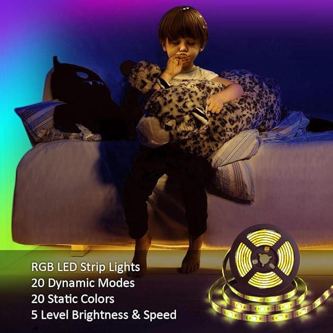 LED Strip Lights Battery Powered RGB LED Battery Lights 17 Keys Remote Control 2PCS 6.56FT Waterproof LED Lights Strip Color Changing Flexible LED Rope Lights Kit for TV Party Home Decoration