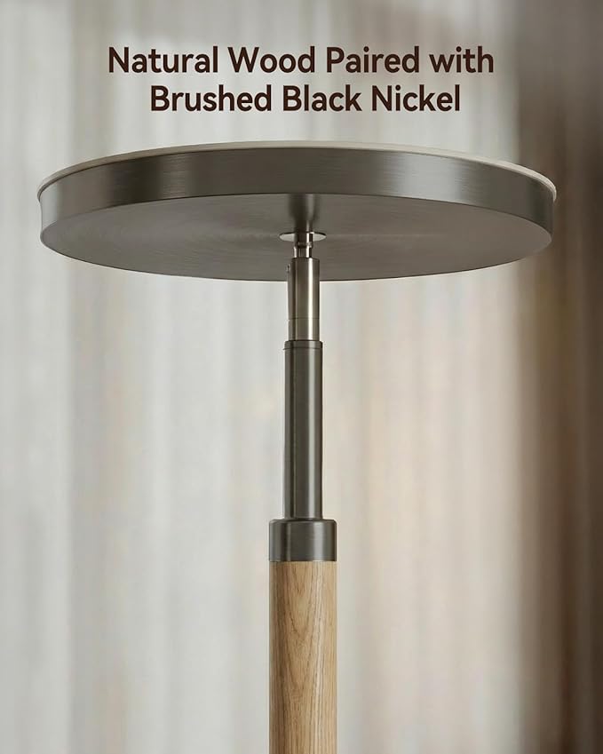 JOOFO Wood Torchiere Floor Lamp, Super Bright Stepless Dimmable LED Uplight Standing Lamp with Remote Adjustable Color Temperature 3000K–6500K with Timer for Living Room Bedroom Office Reading