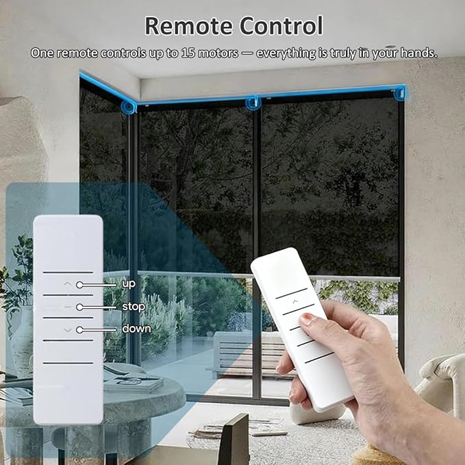 Wired Roller Shade Motor Kit with Remote Control, 35mm Electric Tubular Motor, High Torque Motorized Blinds Retrofit for Zebra, Roman Shades, 110V AC (10 N.m for Φ40mm (1.57") Round Tube)