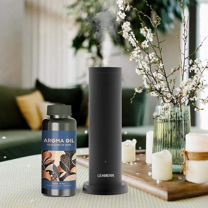 Smart Aroma Diffuser with Bluetooth & WiFi,Coverage: 1399 sq ft,Air Purifier for Home Hotel Store, APP Control Waterless Essential Oil Diffuser, Black