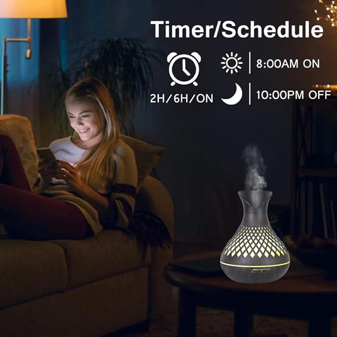 Smart WIFI Essential Oil Diffuser, 500ml Aromatherapy Diffuser Humidifier for Large Room, Works with Phone App & Alexa Google Home Voice Control, 7 LED, Create Schedules and 4 Timer, Auto Shut-Off,Dar