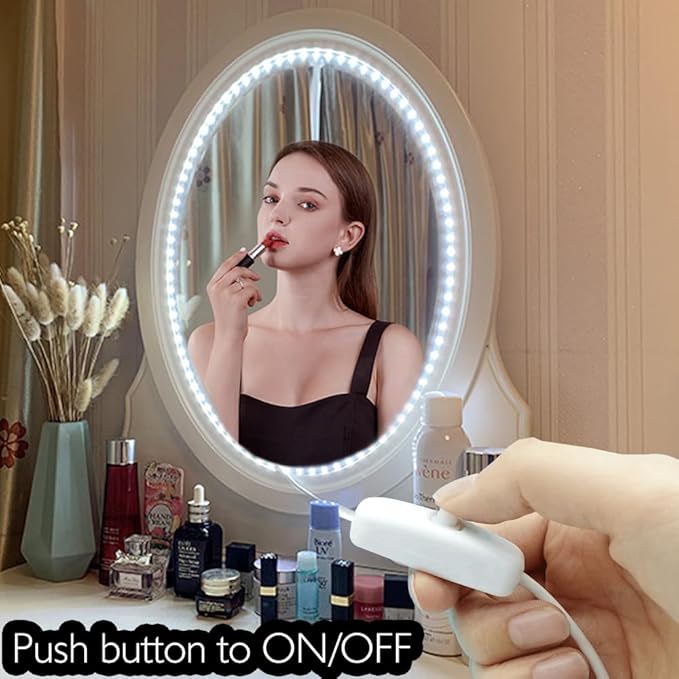 LED Vanity Mirror Lights for Makeup Dressing Table Vanity Set, 13ft Zigzag Flexible LED Strip Light Kit (Mirror Not Include)
