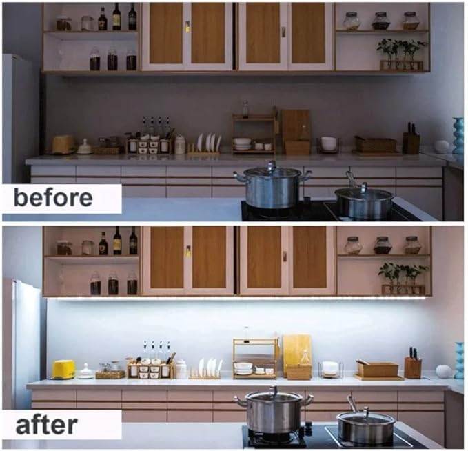 Sensky Motion Sensor LED Strip Light Under Cabinet Lighting Kit, LED Strip Light with Motion Sensor, FCC Listed Power Adapter for Gun Safe Light, Shelf, TV Wall Lighting (8.2FT,6000K)