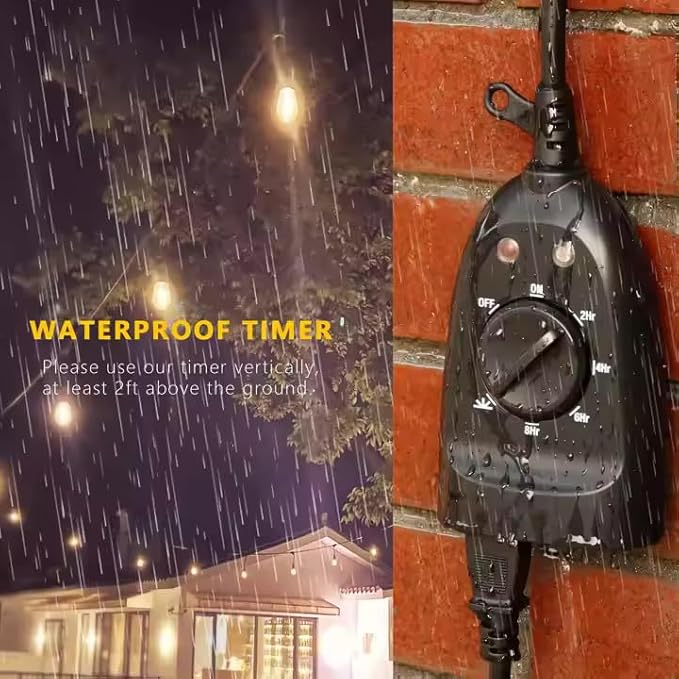 Sper Scientific Dual Outlet Weatherproof Plug-in Timer with Dusk to Dawn Setting 810061 – Outdoor Light Timer with Photocell Sensor, 7 Modes, 2 Grounded Outlets - for Yard, Patio, Holiday Lights