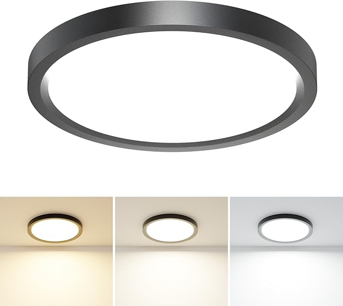 hepside 1PACK LED Flush Mount Ceiling Light, 3CCT Selectable 3000K-4000K-6500K & 100W Equivalent Modern Kitchen Ceiling Light Fixture 15W 1500Lm 7.5 Inch for Bathroom Closet Laundry Bedroom Hallway